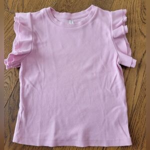 Charming Pink Ruffled Kids Tee